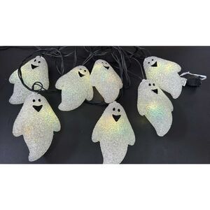 Vintage Halloween Melted Plastic Popcorn  Ghost String Lights &  twinkle